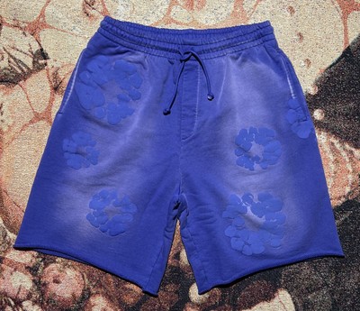 Denim Tears Mono Cotton Wreath Sweat Shorts Washed Blue Size Small Brand New