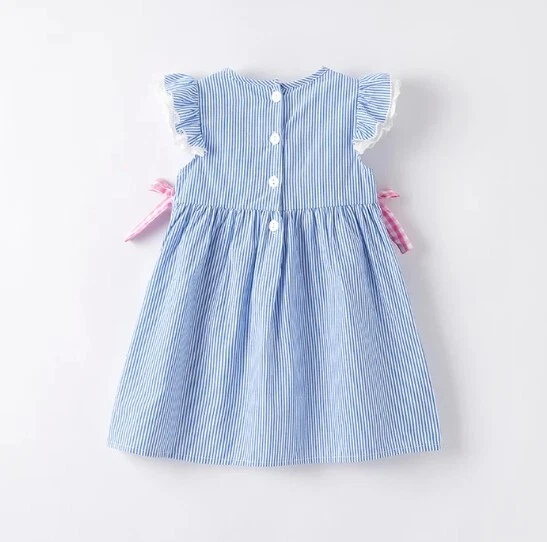 NEW Back to School Pencil Girls Boutique Blue Striped Dress - Image 4 of 4