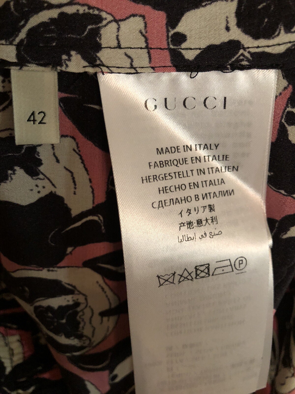 100percent Authentic GUCCI BullDog Print Silk Shirt Size: 42 image 7