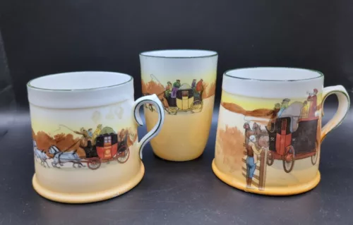 Royal Doulton Coaching Days Porcelain Two Mugs and One Tumbler Cup