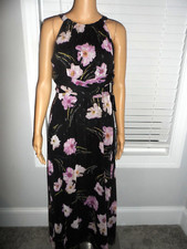 Stunning Adrianna Papell size 2 black purple floral sleeveless dress women NWT