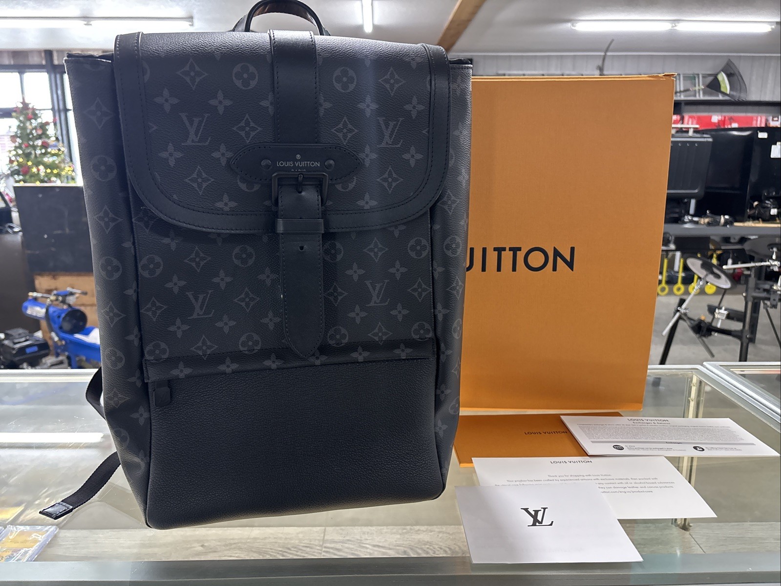 Authentic Louis Vuitton Monogram Eclipse Saumur B… - image 1