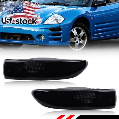 2X Smoked Lens Front Bumper Turn Signal Lights For 2002-2005 Mitsubishi Eclipse