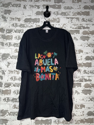NEW! Short Sleeve Graphic T-Shirt '' La Abuela Mas Bonita '' Print Size 3XL Black