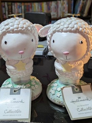 Hallmark So Blessed Gran Bendicion Sheep Ceramic Figurine Set White Pink