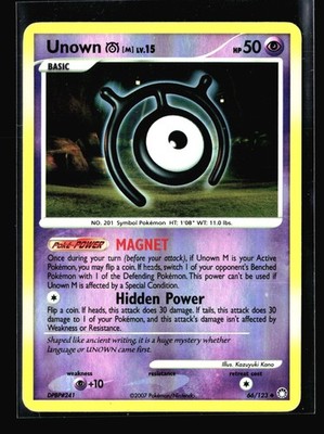 holographic unown pokemon card Unown [M] Mysterious Treasures #66/123 Uncommon,Reverse Holo Pokemon Card  T4-441