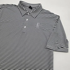 TPC Sawgrass Dunning Golf Polo Shirt Mens 2XL Black White Stripe Performance