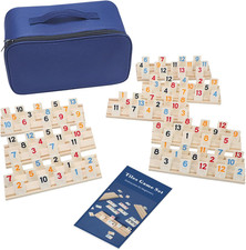 Rummy Cube 6-8 Player Edition with 8 Wooden Holders, 214 Large Numbers Rummy Til