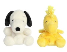 Aurora Peanuts Palm Pal 2 Piece Plush Bundle, Snoopy and Woodstock 5 inches