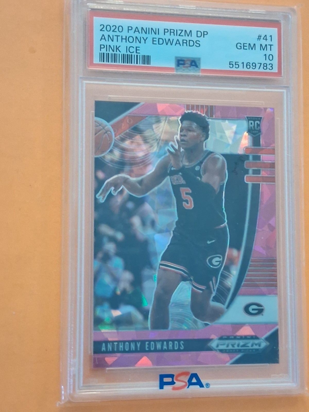 ANTHONY EDWARDS PSA 10 PINK ICE 2020 PANINI PRIZM DP CARD #41 view 1