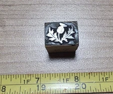 Vintage Letterpress Printing Block Flower Leaves