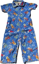 Sesame Street Toddle Time JC Penney Vintage Romper 4T Blue Astronaut Corduroy
