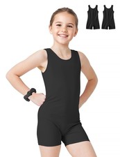 Girls Gymnastics Dance Sleeveless Leotard with Shorts, Toddler Kids Tank Tumb...
