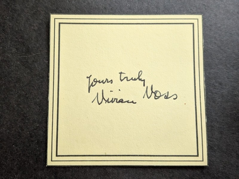 Vivian Voss Signed 3.5" x 3.5" Card - World War I RAF Pilot - WWI - Veteran