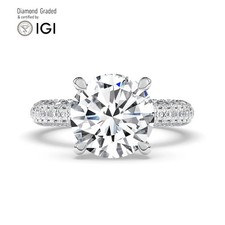 Round Diamond Engagement Ring 18k White Gold Labgrown 8.35 Ct Solitaire