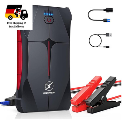 FLYLINKTECH 5000A Auto Starthilfe Powerbank mit 13200mAh für 12V Fahrzeuge, EC5