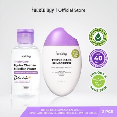 Triple Care SPF40 PA+++ Sonnencreme Set 40ml + 100ml für fettige Akne Haut Ri...