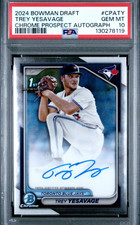 2024 Bowman Draft Chrome Prospect Autographs Trey Yesavage (AU, RC) PSA 10 GEM