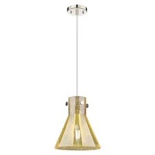 Innovations Newton Cone 1Lt 10" Cord Pendant, PN/Merc - 410-1PM-PN-G411-10ME