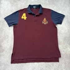 Vintage Polo Ralph Lauren Shirt Mens L Burgundy Big Pony Embroider Crest
