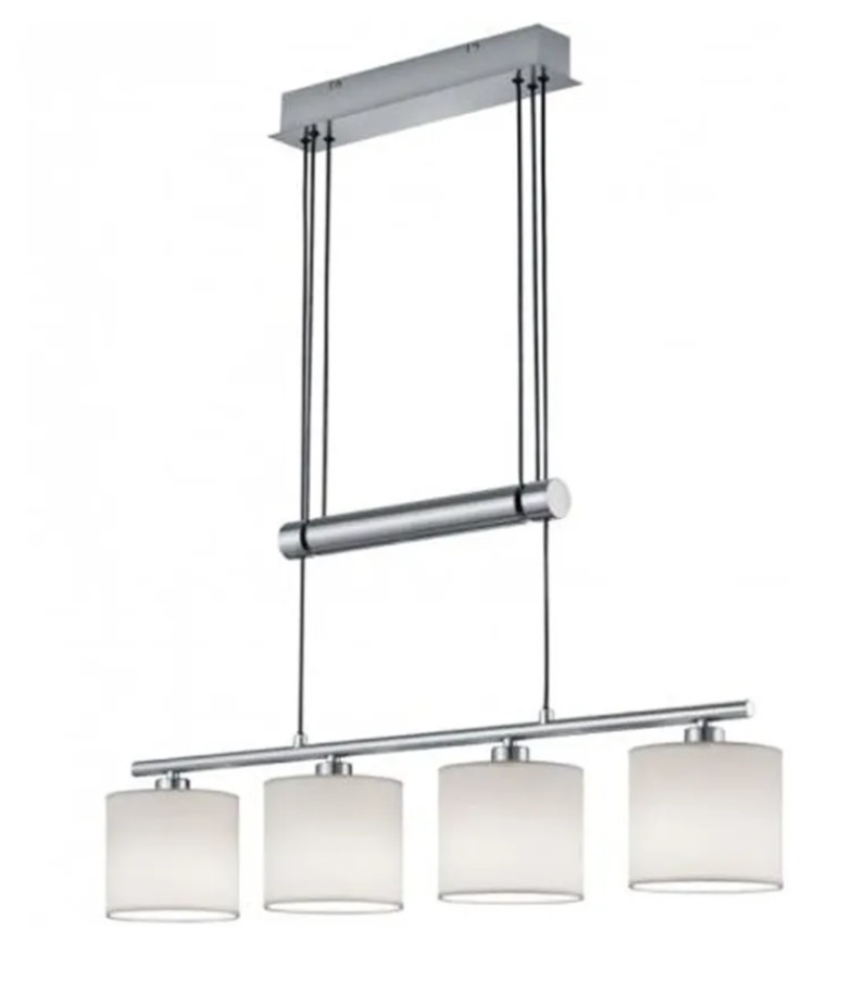Suspension Trio Lighting Garda lustre moderne en verre mat et acier
