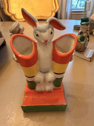 1930-40's Weird Rabbit Ceramic Toothbrush/Toothpaste Holder, Made in Japan