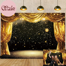 Black Gold Backdrop Black Gold Curtains Glitter Spots Theater Stage Photography