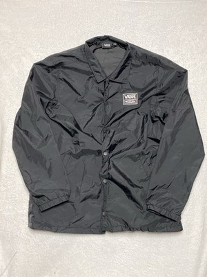 Vans Off The Wall Jacket Mens L Black Windbreaker Snap Button Light Weight