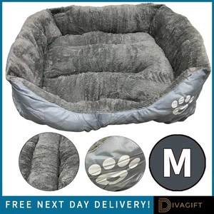 MEDIUM PET DOG BED CAT BEDS LUXURY SOFT WASHABLE PUPPY CUSHION BASKET 50x40CM