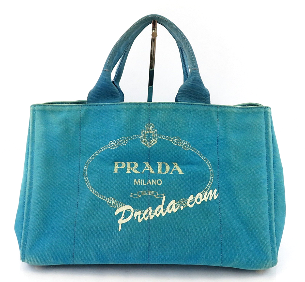 Authentic PRADA Canapa Blue Canvas Hand Tote Bag Purse #63563 | eBay
