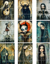 Oddly Spooky Embellishments Collage Supply Scrapbook Junk Journal Card Toppers
