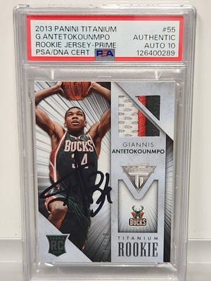 2013 PANINI TITANIUM ROOKIE JERSEY 55 GIANNIS ANTETOKOUNMPO PRIME 3/10