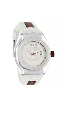 Gucci Sync L YA137302 White Dial Rubber Strap Women's Watch