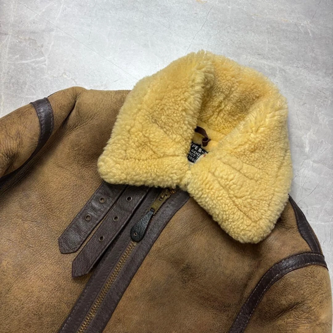 Chaqueta de Vuelo Schott B3 Cuero Marrón Piel de Oveja Talla 38
