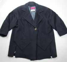 Vtg CHRISTIAN LACROIX Wool Oversized Jacket Coat Satin Lined Fancy Pockets XL