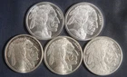 FIVE (5) INDIAN BUFFALO 1 OZ .999 SILVER ROUNDS ( 5 OZ TOTAL)  LOT 230140