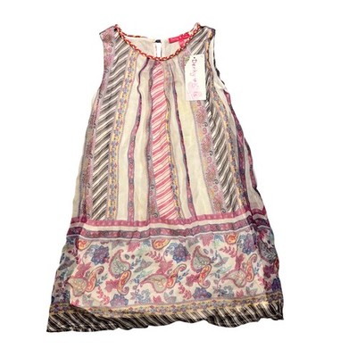 Derhy Kids Erelle Dress Girls 10/12 Pink NWT Paisley Stripe Boho Sleeveless