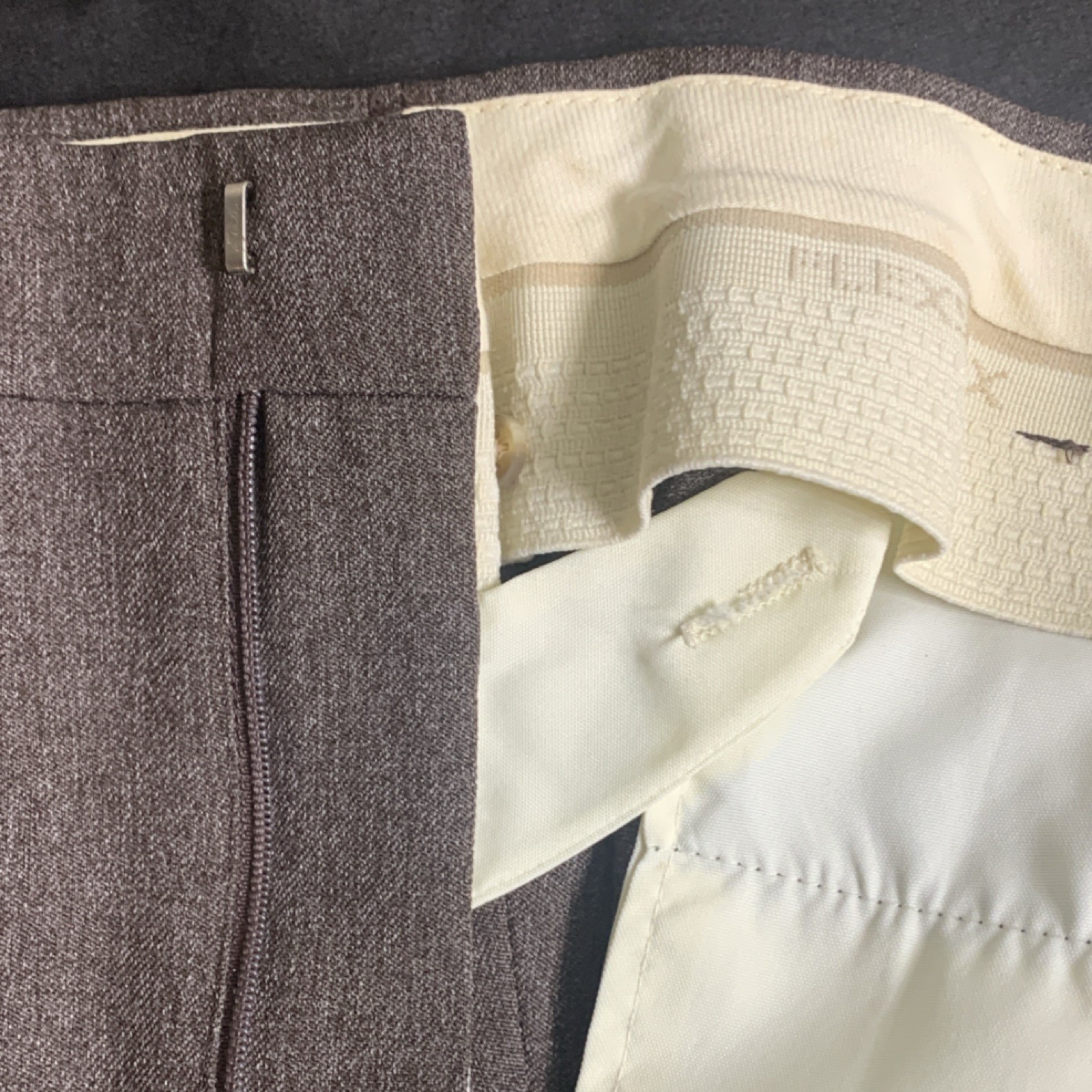 Perma-Prest Brown Trevira Polyester Men's Dress Pants Regular Fit Flat Front image 4