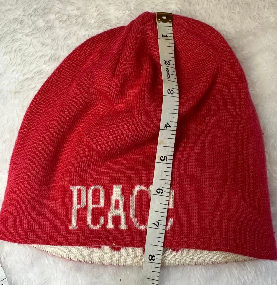 Jonathan Adler Peace Love Reversible Rosa Invierno Gorro Talla Única Sombrero Foto 4 de 4