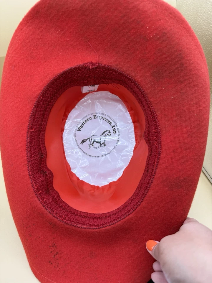 Sombrero de Jugador Western Express Rojo S/M Unisex Banda Elástica Tachuelas Foto 4 de 4