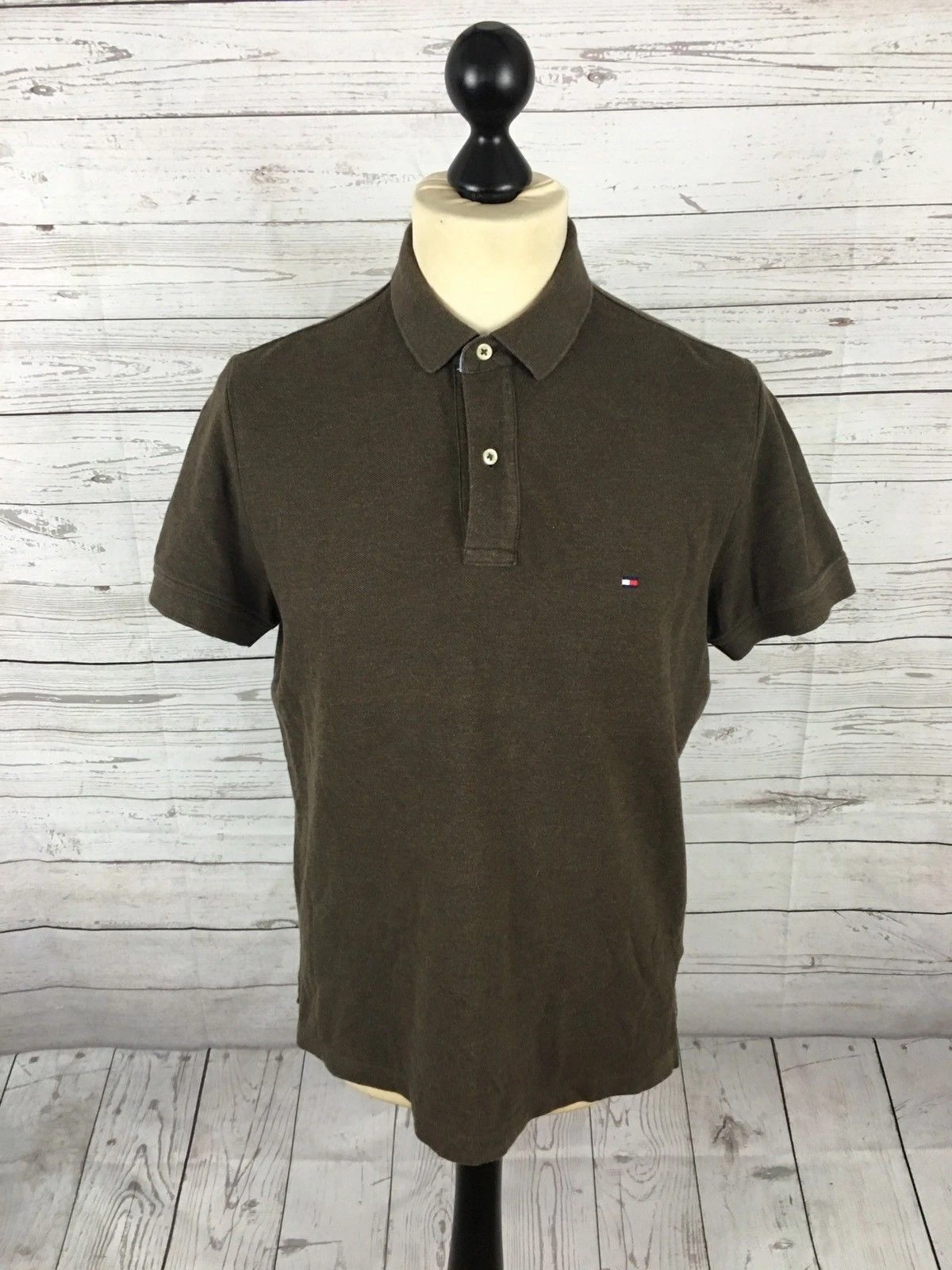 TOMMY HILFIGER Polo Shirt - Size Small - Custom Fit - Brown - Great Condition