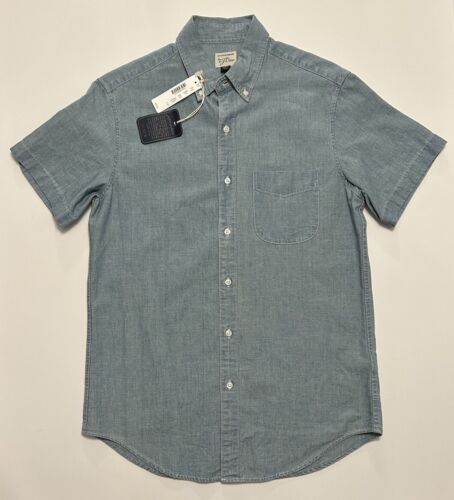 J Crew Jean Shirt Men's Small Blue Denin Japanese Fabric SS Button Down Casual - Picture 1 of 3