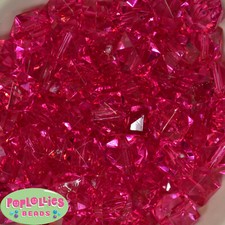 20mm Hot Pink Clear Cube Acrylic Bubble Bubblegum Beads Lot 20 pc Chunky