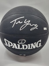 TRAE YOUNG Rookie Autograph Signed Black Spalding BASKETBALL PANINI COA Silver /