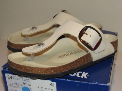 Birkenstock Gizeh Big Iridescent Buckle 39 Womens Ecru Sandals