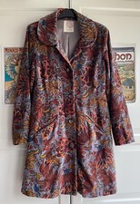 Nomads Orange Brown Grey Velvet Flowery Lined  Long Jacket Coat 12