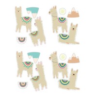 24 Aufkleber Lama Diy Wandtattoo Sticker Tattoo Set Sonne Gebirge Cartoon Alpaka