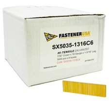 1-3/16" LEG x 7/32" CROWN 18GA GALV SX5035 STAPLES 30,000ct | SX5035-1316C6