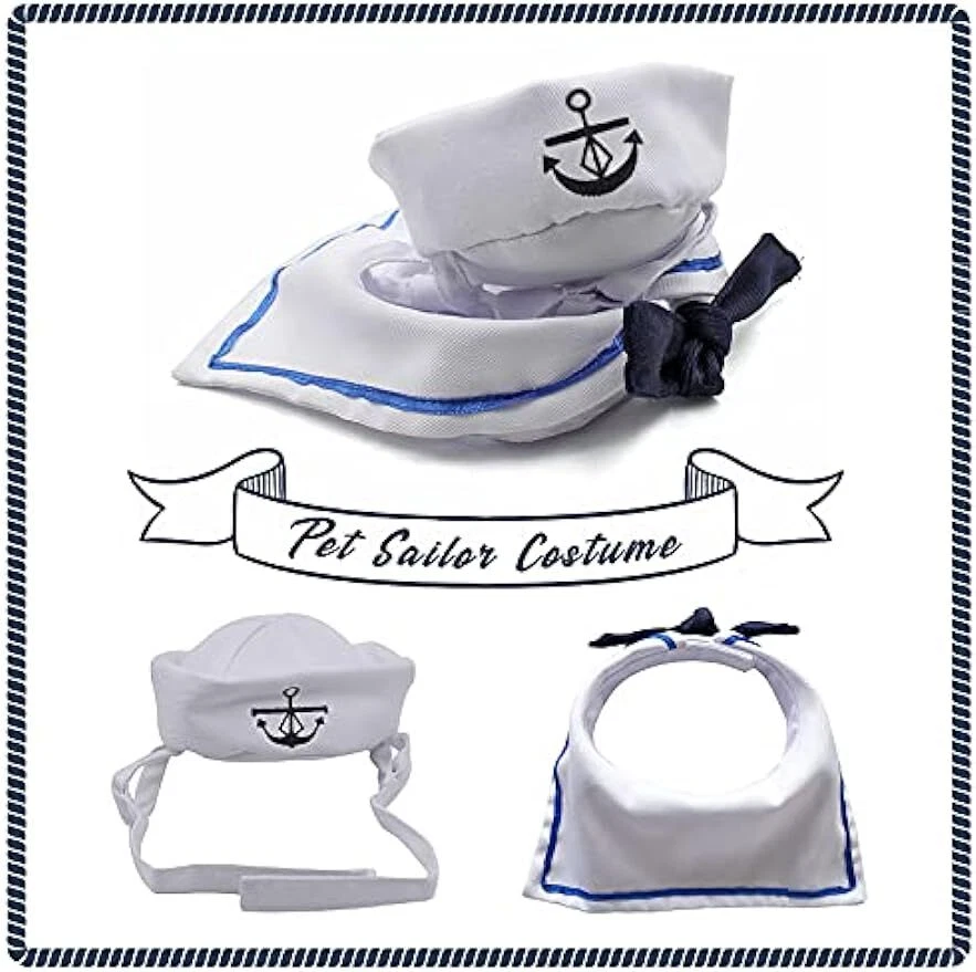Divertidos Disfraces para Mascotas Gato Perro Juegos con disfraces Sombrero de Marinero Gorra de Cachorro Utilería Disfraz de Halloween Foto 2 de 4