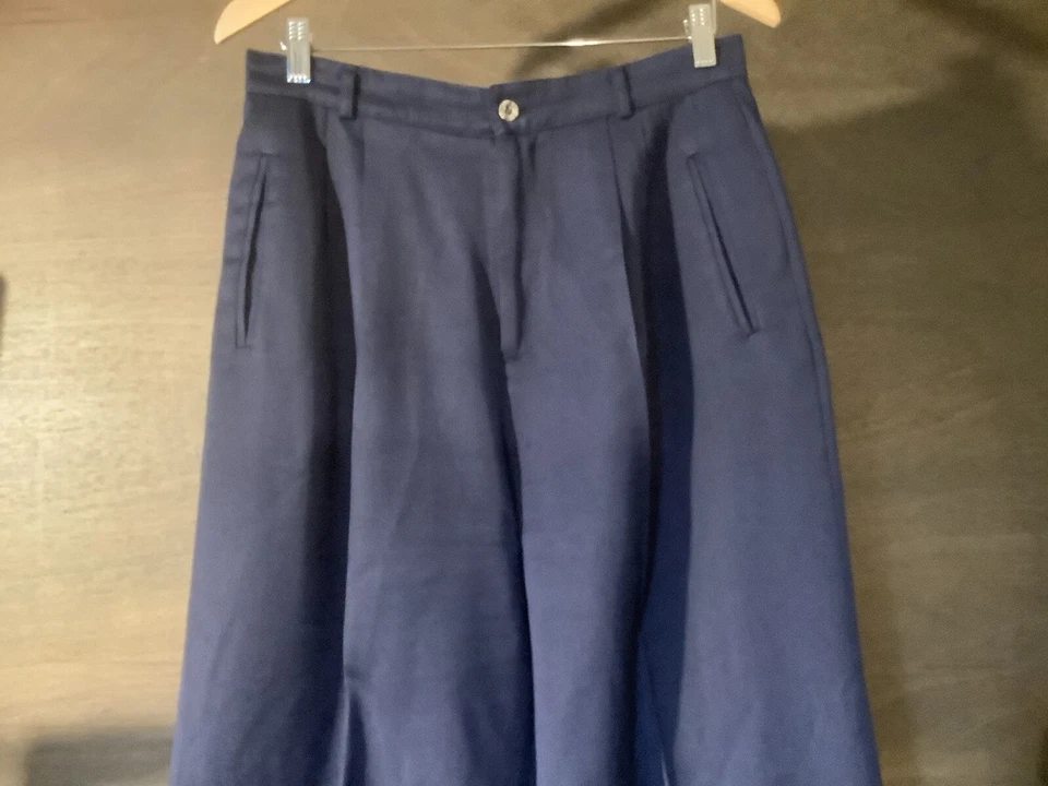Vintage Worthington HIGH W BLUE Pleated Size 14 Dress Pants TAPERED LEG POCKETS - Image 2 of 4